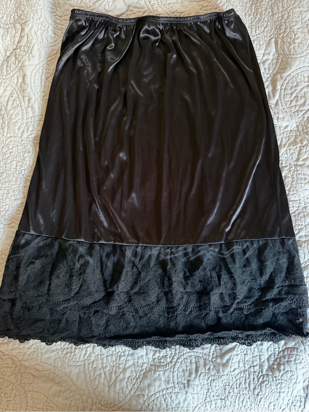 Classic Black Half Slip wirh thick lace trim at hem.  melody